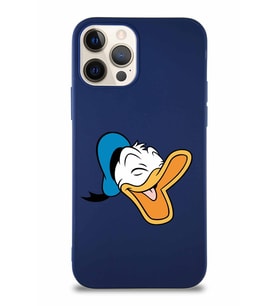 Apple iPhone 12 Pro Soft Premier Kapak Donald Duck-E Tasarımlı Silikon Kılıf - Lacivert (Şeffaf)