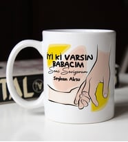 BK Gift Kişiye Özel İsimli Babalar Günü Temalı Beyaz Kupa Bardak-22, Babalar Günü Hediyesi, Babaya Hediye