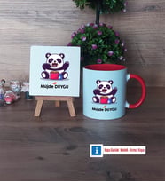 Sevimli Panda Dekoratif Taş, Kupa Bardak Kırmızı Hediye (Model 1)