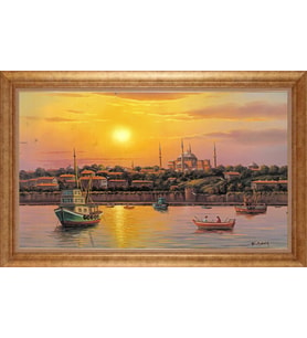 ALTIN ÇERÇEVELİ PASPARTULU TABLO CR504