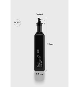 Renga Urla Yazı Desenli 500 ml Cam Yağlık 152073 Mat Siyah