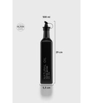 Renga Urla Yazı Desenli 500 ml Cam Yağlık 152073 Mat Siyah