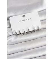 Gümüş Renk Pirinç 3 Çift Kadın Küpe Seti - TJ-BKP11645
