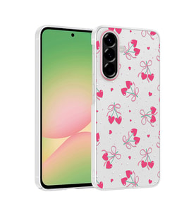 Lexroo Galaxy A36 Kılıf Kamera Korumalı Desenli Klip Kılıf - Kalpli Kiraz