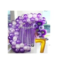 7 YAŞ LÜX MOR LİLA BALON ZİNCİR SET DOĞUM GÜNÜ PARTİ SETİ SÜSÜ