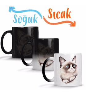 Cat Kedi Sihirli Kupa Bardak Porselen