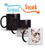 Cat Kedi Sihirli Kupa Bardak Porselen