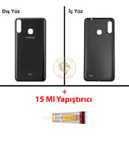 Infinix Hot 7 Siyah Uyumlu Arka Kapak + B7000 Yapıştırıcı Arka Cam Batarya Pil Kapağı Lazer Kesim