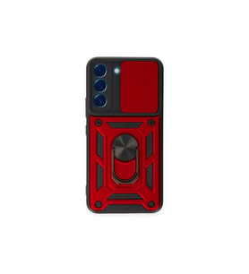 Samsung Galaxy S23 Fe Kılıf Pars Lens Yüzüklü Silikon - Kırmızı