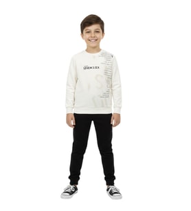 Erkek Çocuk Önü Baskılı Sweatshirt BGL-ST05245 (Ekru)