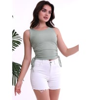 22223925 Kaşkorse Yandan Büzgülü Bluz CAGLA YESIL (Çağla Yeşili)