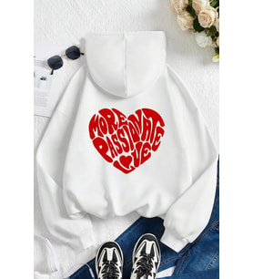 More Love Baskılı  Pamuklu Oversize Sweatshirt (A.Beyaz)