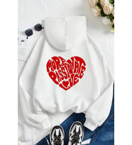 More Love Baskılı  Pamuklu Oversize Sweatshirt (A.Beyaz)