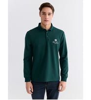 LCWAIKIKI Classic Yeşil Polo Yaka Baskılı Erkek Sweatshirt
