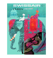 1958 Swissair Hindistan Seyahat Posteri Tablo Ahşap Poster Dekoratif