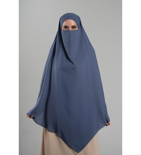 İndigo Pratik Hazır Geçmeli Tesettür Eşarp Krep Bağcıklı Sufle Hijab 2313_34