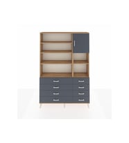 Arges Gardrop 8 Raflı 8 Çekmeceli Tek Kapaklı  132x30x195 Çam-Antrasit