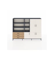 Arges Dolap 11 Raflı 3 Çekmeceli 5 Kapaklı 220x30x163 Antrasit-Aytaşı/Çam