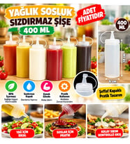 Mey İthalat® Şeffaf Kapaklı Sızdırmaz Yağlık Sosluk Şişesi Plastik Yağdanlık 400 ml AP-9028 (adet fiyatıdır)