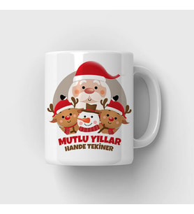 Kişiye Özel Noel Baba ve Arkadaşları Kupa Bardak