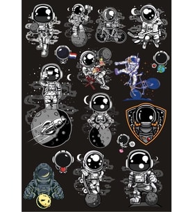 Astronot Sticker Set 14 20 Parça Telefon, Tablet, Defter, Laptop Sticker
