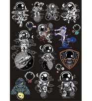 Astronot Sticker Set 14 20 Parça Telefon, Tablet, Defter, Laptop Sticker