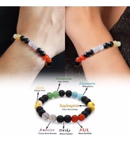 Küre Kesim Multicolor Doğaltaş Kombinli Kadın-Erkek Başarı Bilekliği (2li Set) (Çok Renkli)