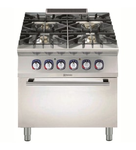 Electrolux Professional E9GCGH4CE0 4 Ocak(1x10;3x6kw)g.kuzine+e.fırın-800mm ,391010