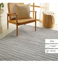 Ocean Home Textile Gri Renk Çizgi Desenli Şönil Halı Kilim 160 x 230 cm (Antik Gri)