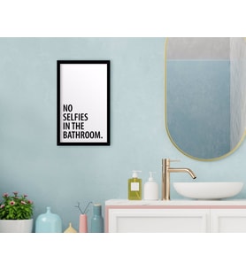 BK Home No Selfies In The Bathroom Dekoratif Ahşap Siyah Çerçeveli Tablo-1