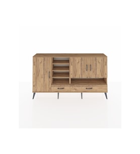 Arges Konsol 8 Raflı 2 Çekmeceli 3 Kapaklı 176x30x99 Çam-Çam