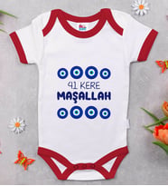 BK Kids Maşallah Tasarımlı Kırmızı Bebek Body Zıbın-2
