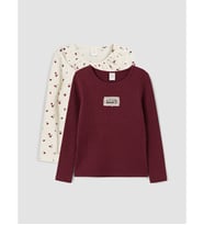 LCW Kids Bordo Bisiklet Yaka Nakışlı Kız Tişört
