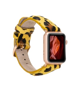 Apple Watch Uyumlu Deri Kordon 42-44-45mm LEO61 (Leopar)