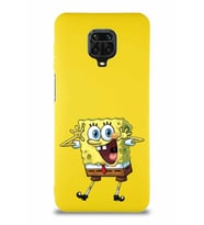 Xiaomi Redmi Note 9S Soft Premier Kapak Sünger Bob Tasarımlı Silikon Kılıf - Sarı (Şeffaf)