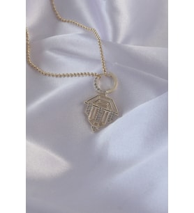 Pirinç Zirkon Taşlı Gold Renk Oval Detaylı Serenay Kolyesi (Altın)