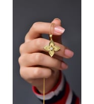 925 Ayar Gümüş Gold Kaplama Nisan Ayı Doğum Taşı Lilyum Çiçeği Kolye