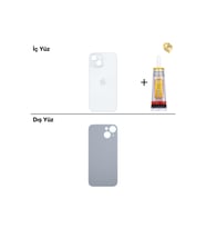 15 Beyaz Arka Kapak Arka Cam Batarya Kapağı Lazer Kesim Kapak Pil Kapağı + B-7000 Yapıştırıcı