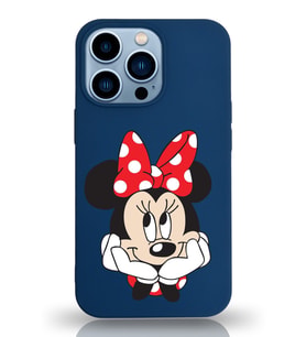 Apple iPhone 13 Pro Max  Lansman Kılıf Minnie Mouse Tasarımlı Altı Kapalı İçi Kadife Kaplı  Kapak (Şeffaf)