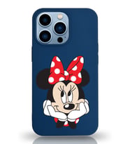 Apple iPhone 13 Pro Max  Lansman Kılıf Minnie Mouse Tasarımlı Altı Kapalı İçi Kadife Kaplı  Kapak (Şeffaf)