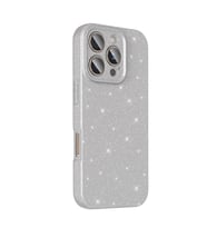 iPhone 16 Pro Kılıf Kamera Korumalı Simli Parıltılı Lüks Silikon (Gümüş)