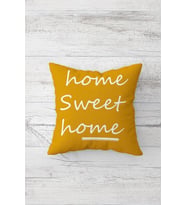 Home Sweet Home Çift Tarafı Baskılı Gizli Fermuarlı Yastık Kılıfı Kırlent Koltuk Yastık Kılıfı (Hardal)