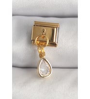 316L Çelik Gold Renk Sallantı Damla Zirkon Taşlı Nomination Charm 5886 - HPSBYI3126-6415