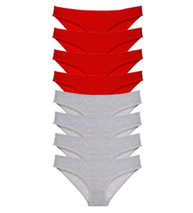 Mulvxbrf Brf02 8 Adet Süper Eko Set Likralı Kadın Slip Külot Kırmızı Gri (Mulvix)