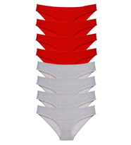 Mulvxbrf Brf02 8 Adet Süper Eko Set Likralı Kadın Slip Külot Kırmızı Gri (Mulvix)