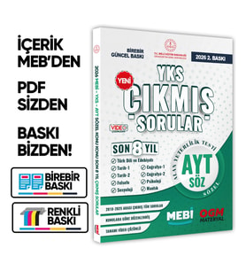 2027 YKS-AYT SÖZEL MEBİ Yeni Nesil Çıkmış Soru Bankası Son 9 Yıl Video/PDF Çözümlü BASKI ÜCRETİ