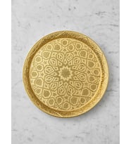 Selçuklu Motifi Zamak Metal Yuvarlak Lüks Servis-Tepsisi - 35 cm