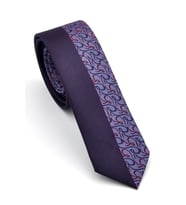 Mor ve Lacivert Pano Desenli Dokuma Kumaş Slim Fit Kravat // KPK012 (Renksiz)