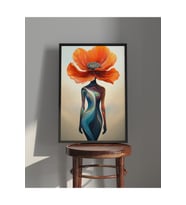 Tablo  Ahşap Çerçeveli Tablo  Çerçeveli Poster  Soyut, Kadın ve Çiçek Temalı Tablo, Modern Tablo (Karışık)