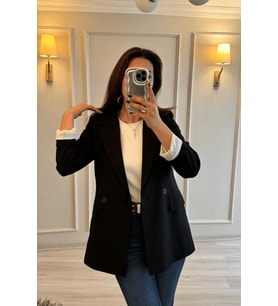 Klasik Kesim Siyah Blazer Ceket